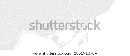White and light grey Toronto city area vector horizontal background map, streets and water cartography illustration. Widescreen proportion, digital flat design streetmap. Royalty-Free Stock Photo #2051910704