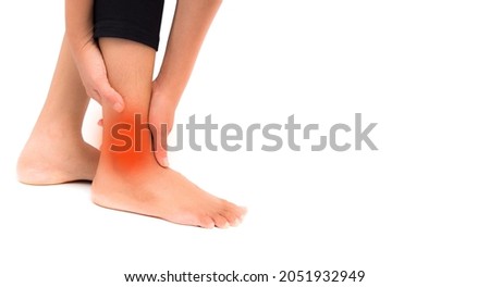 Pain in the foot of the elderly.Symptoms of peripheral neuropathy.
Most symptoms are numbness in the fingertips and foot isolate on white background  with clipping path.