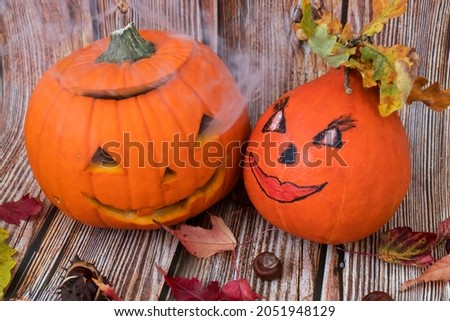 Halloween pumpkin. On different backgrounds