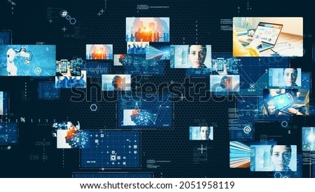 Digital contents concept. Social networking service. Streaming video. communication network.  Royalty-Free Stock Photo #2051958119