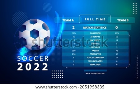 Football scoreboard background. Soccer match statistics. Vector illustration