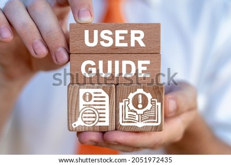 Concept of user guide. User Manual Guidebook Business Service Communication Internet Technology. Royalty-Free Stock Photo #2051972435