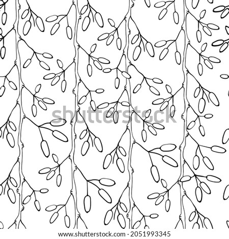 Barberry seamless pattern. Hand drawn berry background. Royalty-Free Stock Photo #2051993345