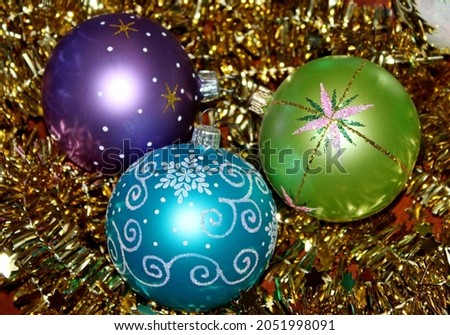 Christmas toys for the fir tree and beautiful festive glass balls
