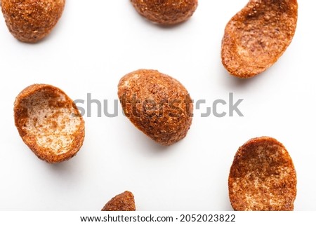 Tasty cornflakes on white background, closeup