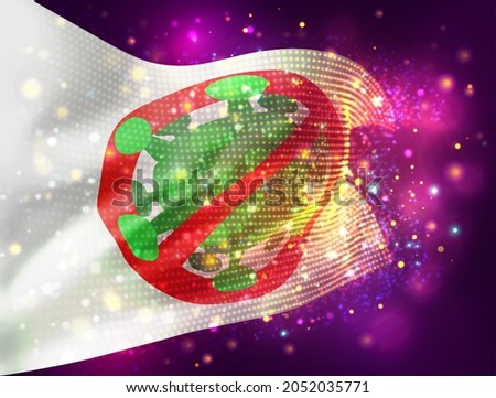 stop virus and disease, vector 3d flag on pink purple background with lighting and flares