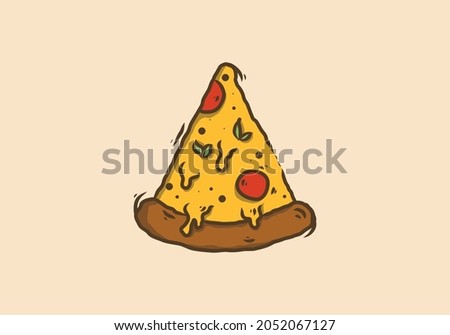 Yellow color of delicious pizza illustration drawing design