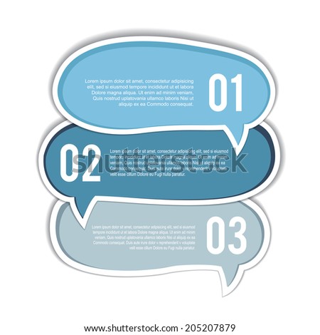 Set of blue speech bubbles with shadow, vector