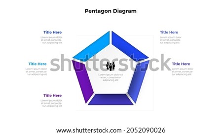 Pentagon is divided into 5 parts. Concept of five options of business project management. Vector illustration for data analysis visualization. Royalty-Free Stock Photo #2052090026