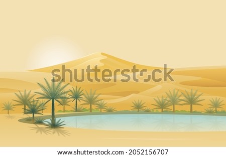 Oasis and Desert Background, Natural Scenery and Environment View Royalty-Free Stock Photo #2052156707