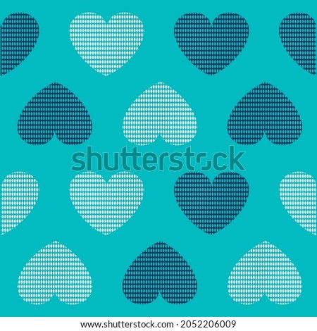 Illustration hearts pattern with colors and background fabric texture
