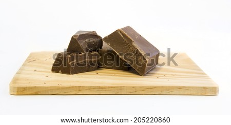 Chocolate with milk pieces isolated on clear background