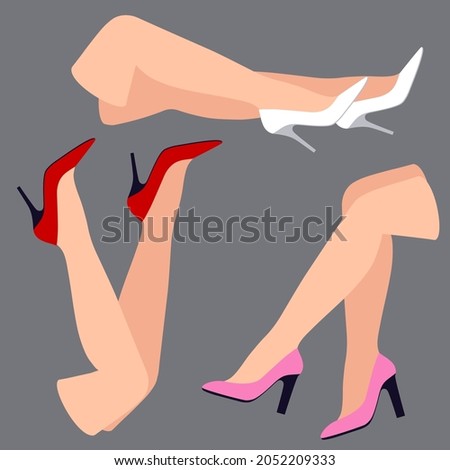 women's feet in shoes with heels on a gray background vector illustration