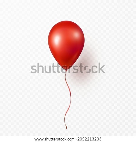 Balloon isolated on transparent background. Vector realistic red festive 3d helium ballon template for birthday, anniversary party design