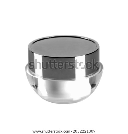 cream box with silver cap isolated on white background