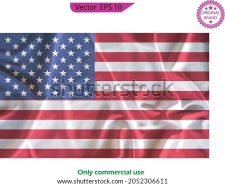 Patriotic vector background with American USA waving flag - 3D illustration style. Distressed American flag with splash elements, flag of America, patriot, military flag.