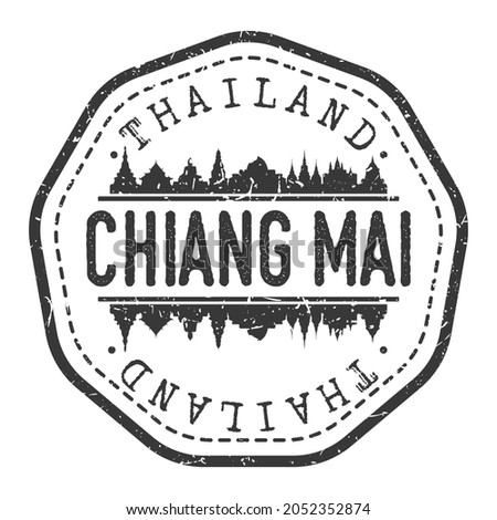 Chiang Mai, Mueang Chiang Mai District, Chiang Mai, Thailand Stamp Skyline Postmark. Silhouette Postal Passport. City Round Vector Icon. Vintage Postage Design. Royalty-Free Stock Photo #2052352874