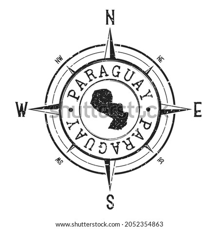 Paraguay Stamp Map Compass Adventure. Illustration Travel Country Symbol. Seal Expedition Wind Rose Icon.