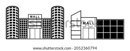 shopping mall icon, shopping mall center icon, supermarket building icon vector sign symbol