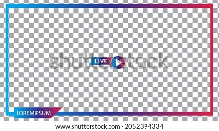 video frame landscape dimension 16:9 overlay on transparent background compatible with any platform for video conferencing and live streaming use with purple pink and gradient color scheme Royalty-Free Stock Photo #2052394334