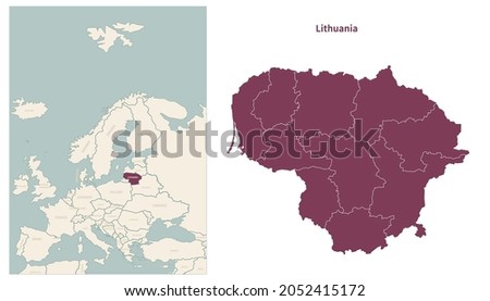 Lithuania map. map of Lithuania and neighboring countries. European countries border map.
