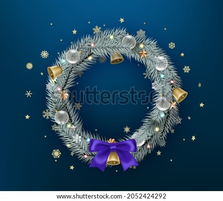 Christmas wreath. Merry Christmas and Happy new year greeting card 