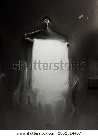   horrible smoggy hanging towel after fired,Halloween concept  