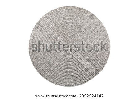 top view of isolated Round placemat for food. Close up of bamboo mat Empty space for your design. Royalty-Free Stock Photo #2052524147