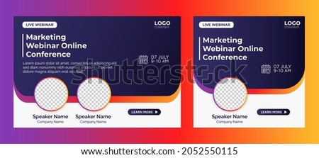 Marketing Strategies live webinar banner invitation and social media post template. Business webinar invitation design
