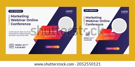 Marketing Strategies live webinar banner invitation and social media post template. Business webinar invitation design
