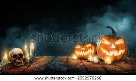 Halloween wallpaper with evil pumpkins