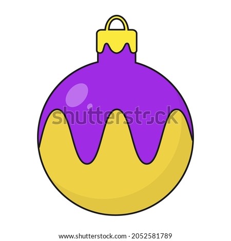Shiny Christmas ball. Cute cartoon christmas ball isolated on white background. Winter symbol. Christmas or New Year design element for decoration, poster, education card, banner. Vector in flat style