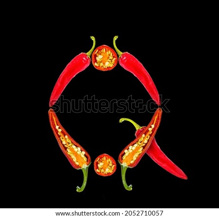 Letter Q made from hot chili pepper