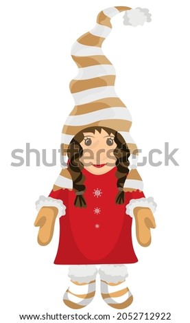 Christmas little gnome isolated on white background. Vector decoration