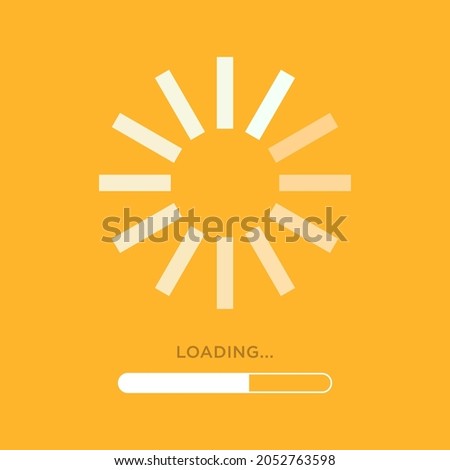 Loading icon. Circle made of lines on yellow background. Load bar icon. Buffering loader. Download or Upload. Vector illustration Royalty-Free Stock Photo #2052763598