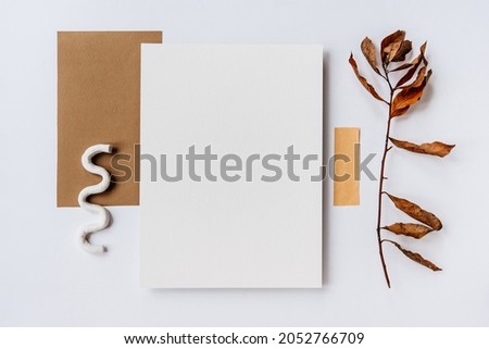 Clean blank paper mockup template for design, art prints or presentation. Stationery modern template