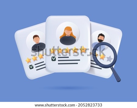 Human resource management and hiring concept. Job interview, recruitment agency vector illustration. 3D Vector Illustrations. Human Resources, Recruitment. 3D illustration free to edit, vector. Royalty-Free Stock Photo #2052823733