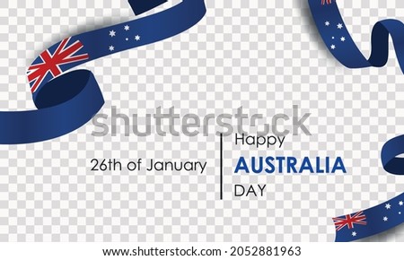 Symbols and Flag of Australia. January 26 Australia Day, Flags, balloons and fireworks. Realistic vector Royalty-Free Stock Photo #2052881963
