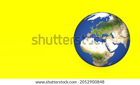 3d planet Earth on a yellow background. Globe.