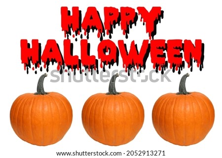 Halloween. Happy Halloween text with pumpkins. Halloween Party Invitation. 
