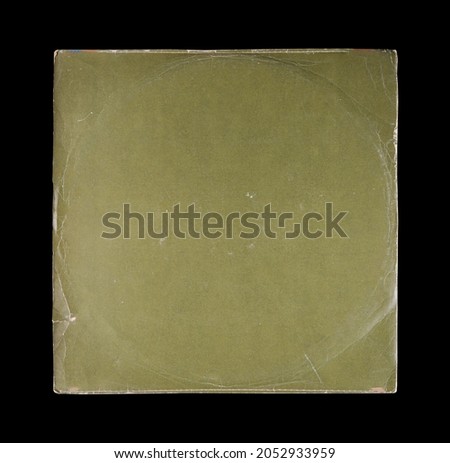 Mockup of vinyl music disc. Music lp retro vinyl disc template. Old Vinyl CD Record Cover Package Envelope. Black Scratched Shabby Paper Cardboard Square Texture.  Royalty-Free Stock Photo #2052933959