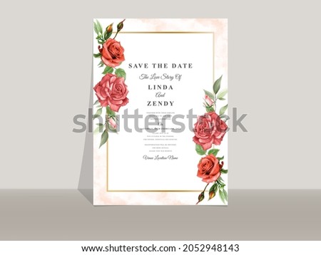 Beautiful red rose wedding invitation templates