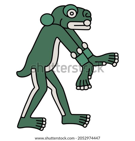 Fantastic animal. Native American animal design of Aztec Indians from Mexican codex. Jaguar or monkey.