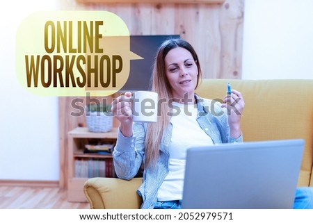 Conceptual caption Online Workshop. Conceptual photo shows of goods and commodities over the electronic websites Abstract Giving Business Advice Online, Spreading Internet Presence