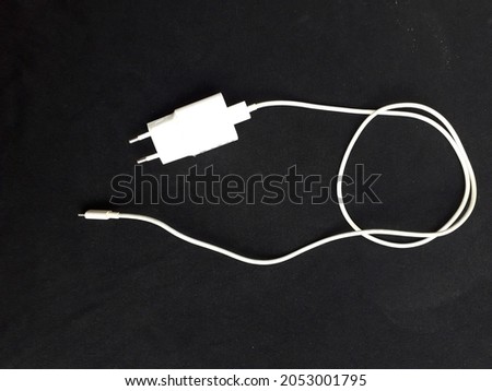 Closeup photo of mobile cell phone charger