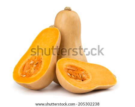 Butternut squash isolated on white background Royalty-Free Stock Photo #205302238