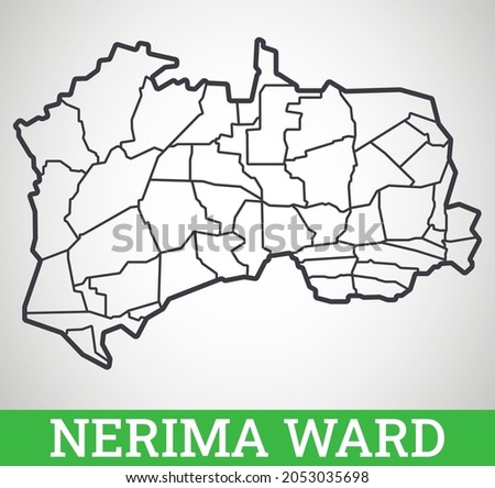 Simple outline map of Nerima Ward, Tokyo. Vector graphic illustration.