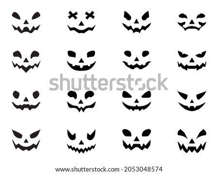 Happy Halloween set of pumpkin face banner design vector template