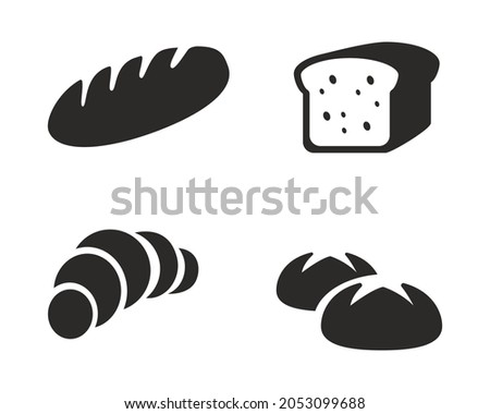Set of bread icon in glyph style isolated on white background