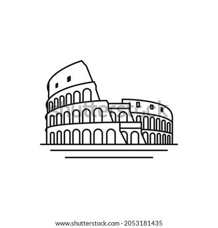 Line art Vector logo of the city of Rome, Italy. Colosseum logo design vector illustration Royalty-Free Stock Photo #2053181435